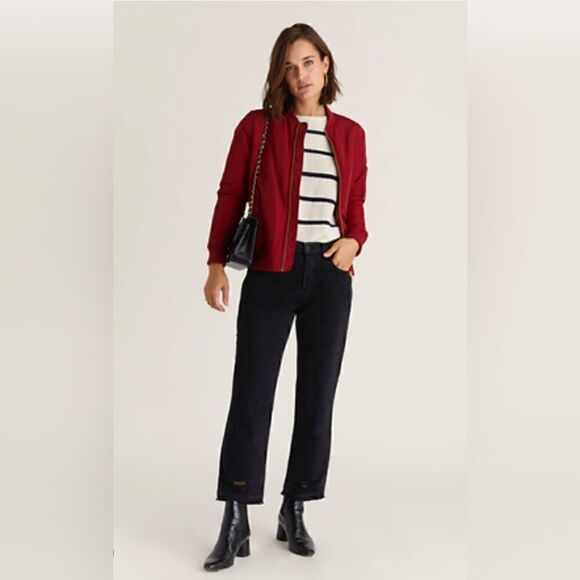 J Brand jean Ivy high rise crop straight distressed jean in black 26 - Picture 2 of 9